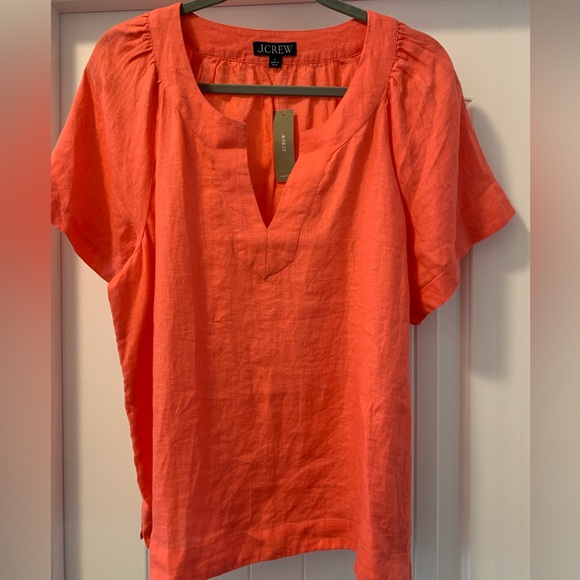 J. Crew Tops - J. Crew NWT 100% Linen Top Size L Coral Color